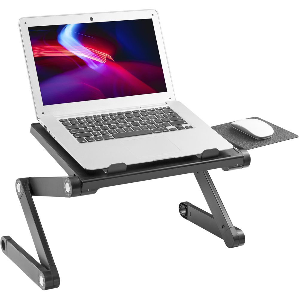 ProperAV Black Multi Functionable Stand Up Laptop Stand with Mouse Pad Mount Image 3