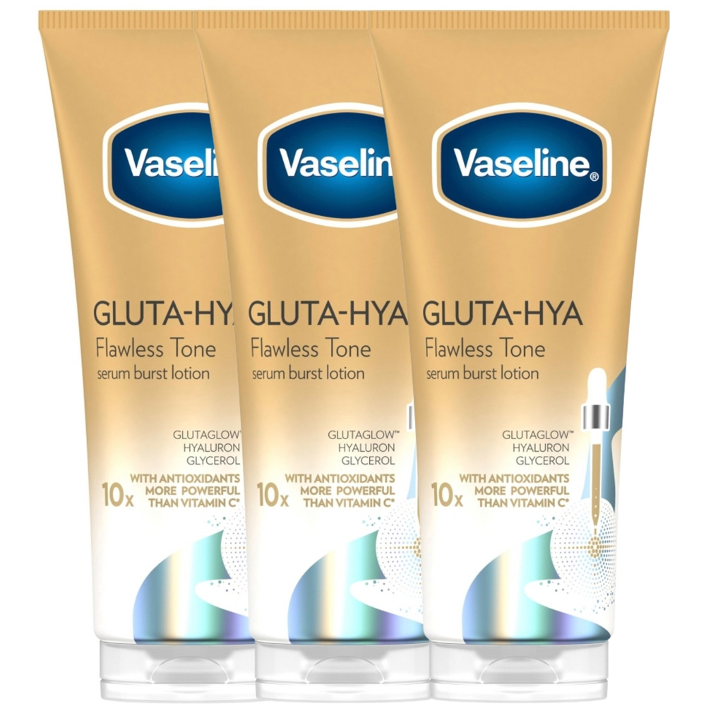 Vaseline Gluta-Hya Flawless Serum Burst Glow Body Lotion 200ml 3 Pack Image 1