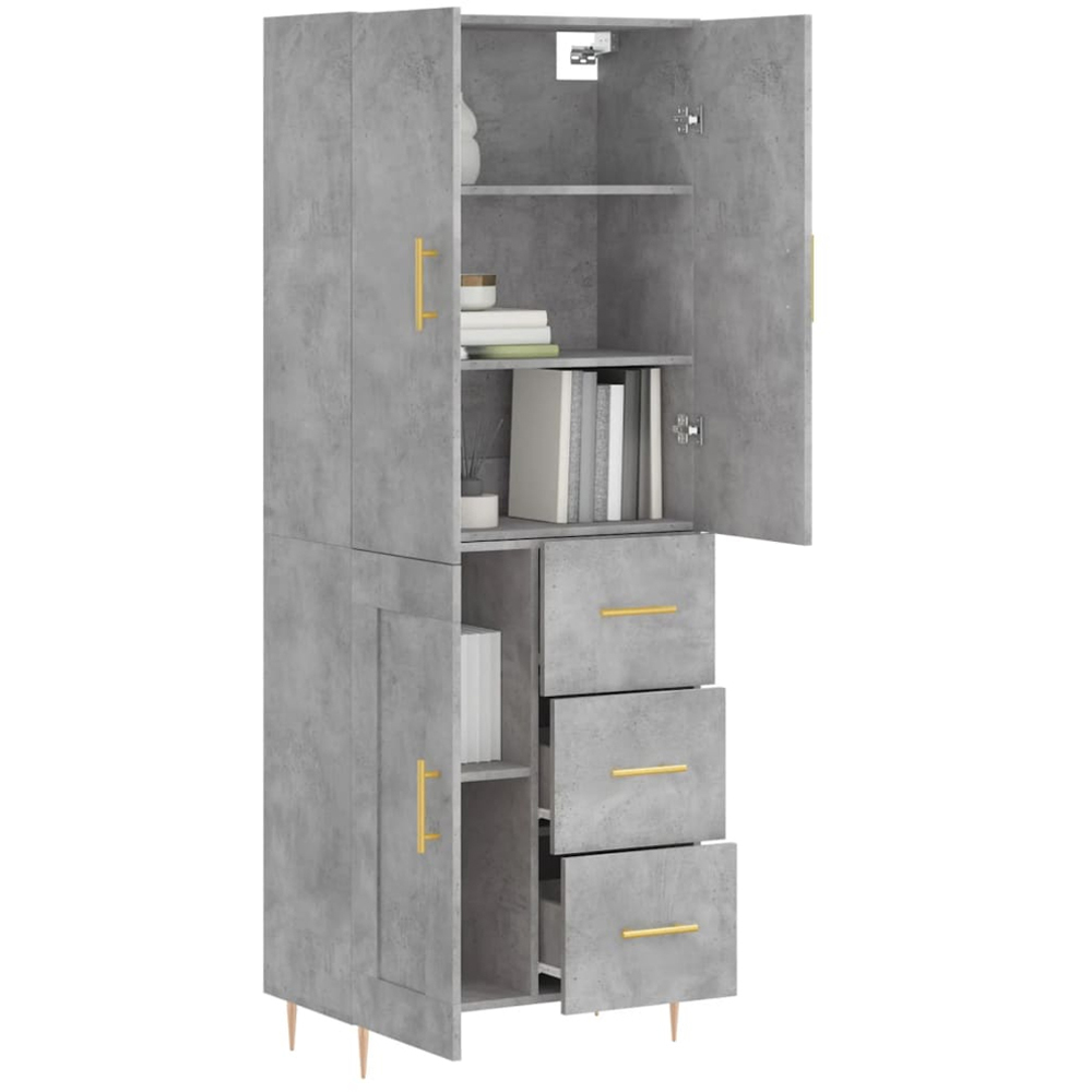 vidaXL 3 Door 3 Drawer Concrete Grey Highboard Image 3