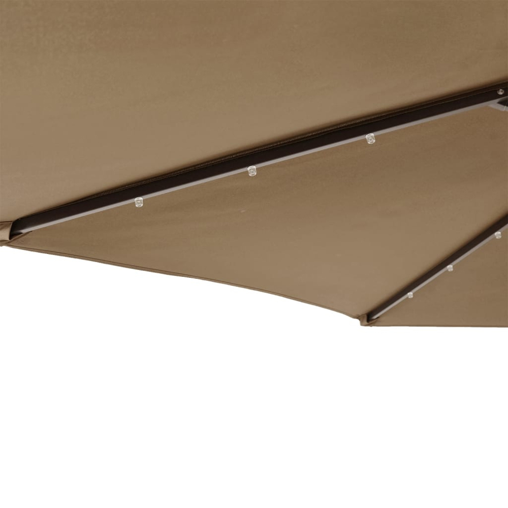 vidaXL Taupe LED Light Garden Parasol with Steel Pole 2.25m Image 7