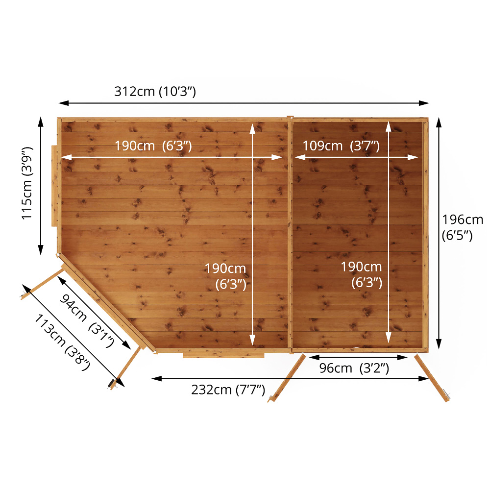 Mercia 7 x 7ft Double Door Shiplap Corner Summerhouse with Side Shed Image 9