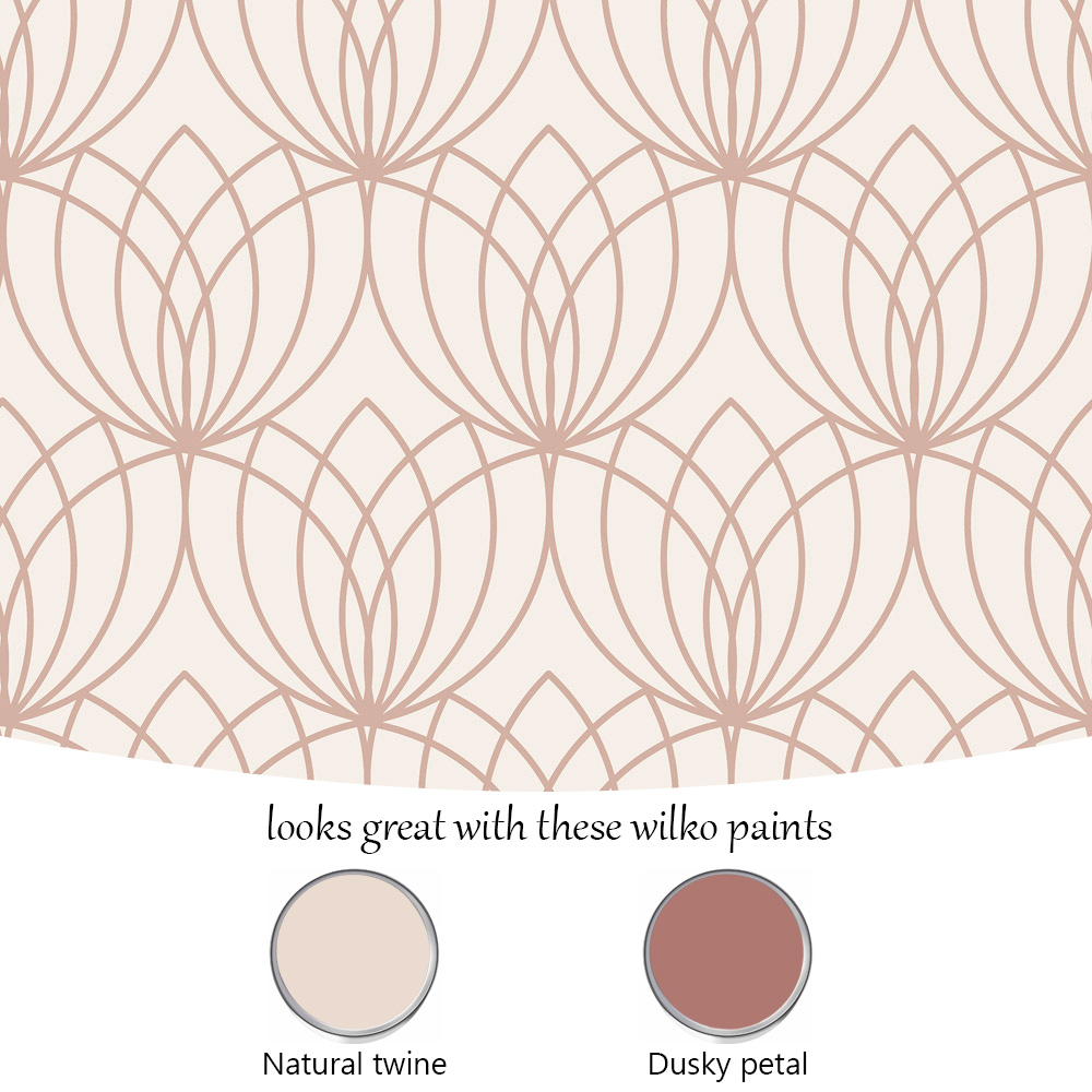 Muriva Lotus Cream and Rose Wallpaper Image 5