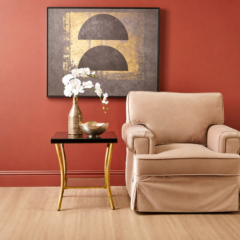 Premier Housewares Kensington Townhouse Single Shelf Black Mirror Side Table with Gold Legs Image 4