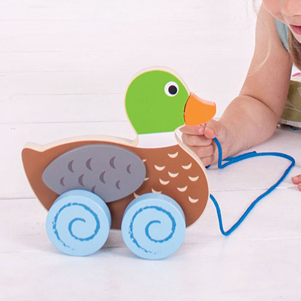 Bigjigs Toys Kids Wooden Pull Along Duck Image 4