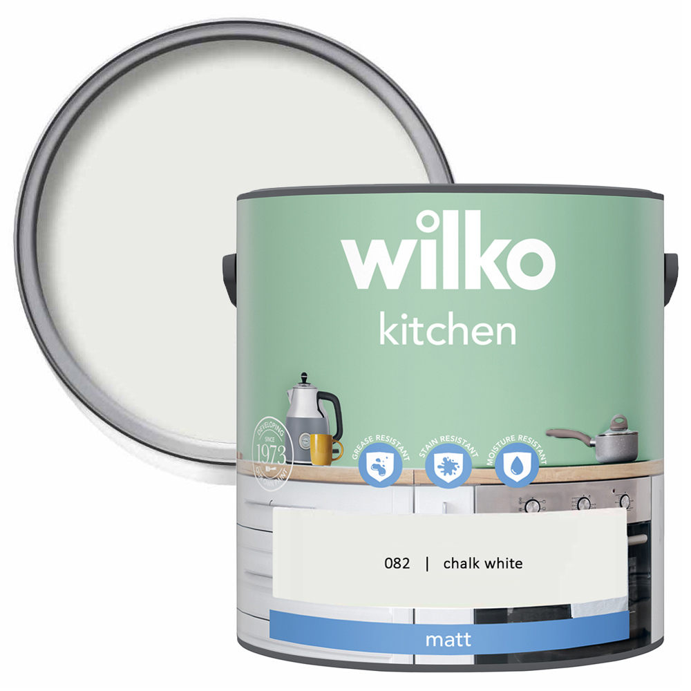Wilko Kitchen Chalk White Matt Emulsion Paint 2.5L Image 1