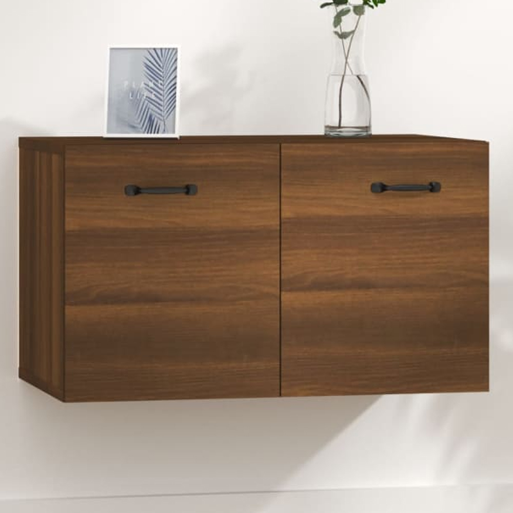 vidaXL Single Door Brown Oak Wall Cabinet Image 1