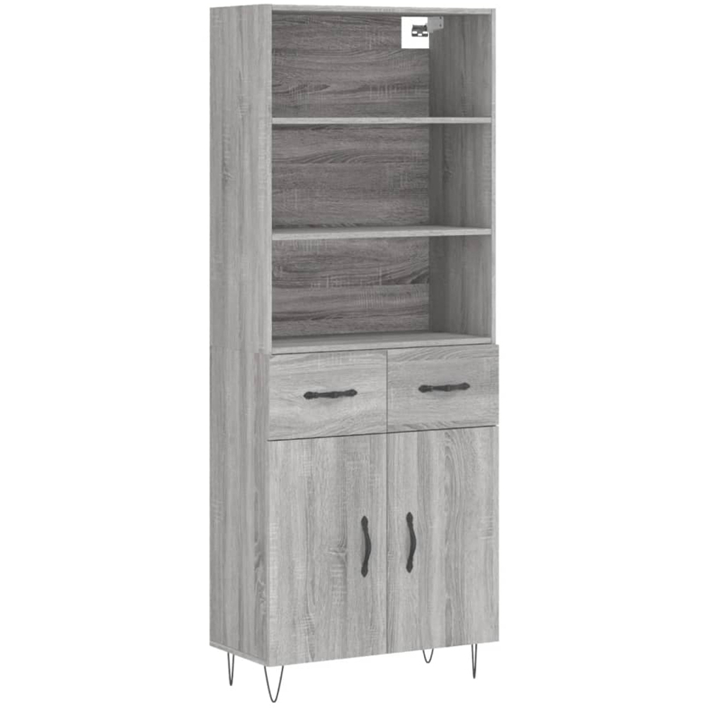 vidaXL 2 Door 2 Drawer 3 Shelf Grey Sonoma Highboard Image 2