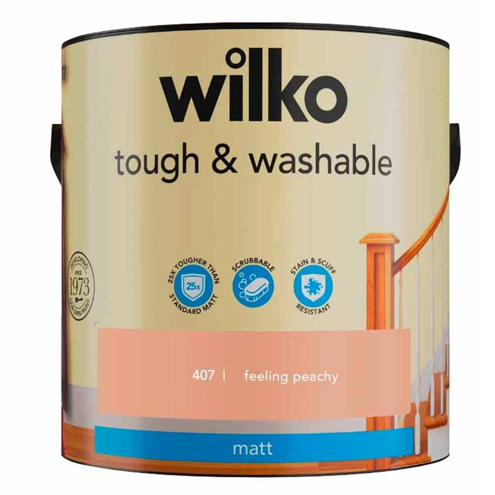 Wilko Tough & Washable Feeling Peachy Matt Emulsion Paint 2.5L Image 2