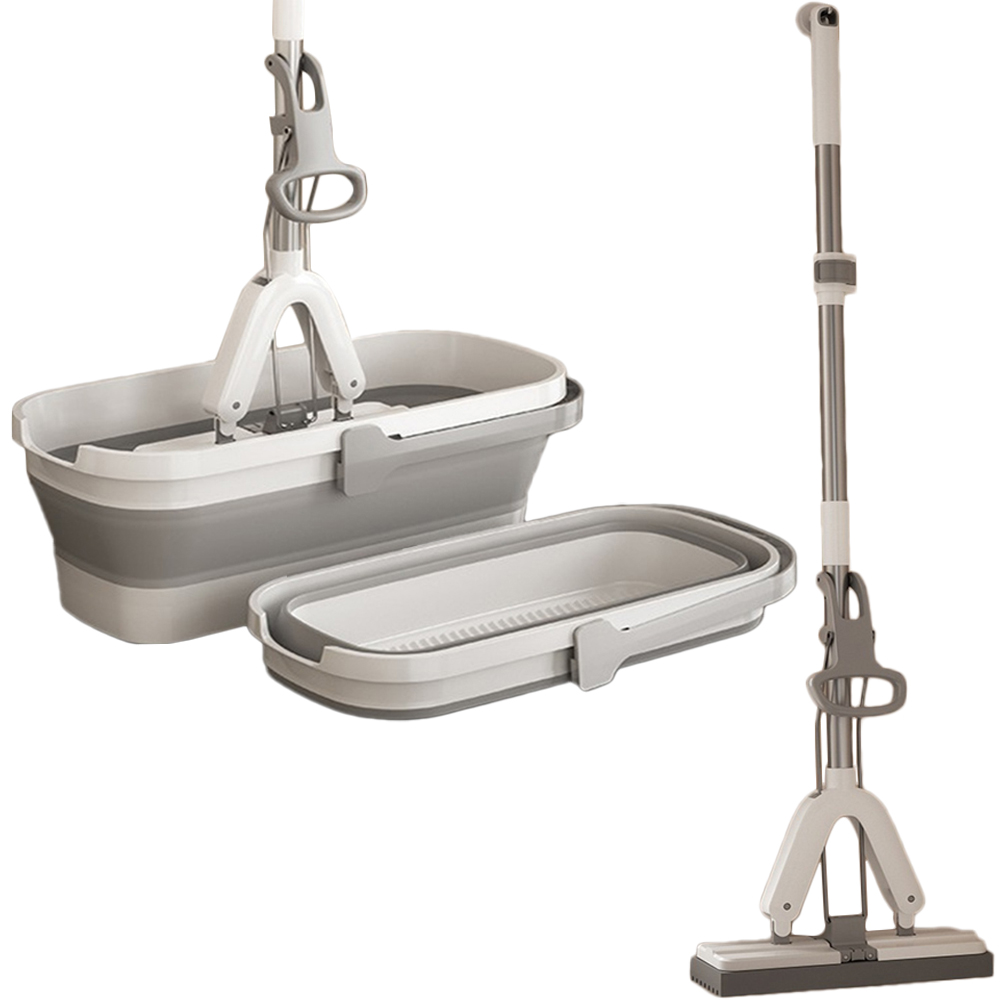 Gr8 Home PVA Sponge Mop and Folding Bucket Set Image 1