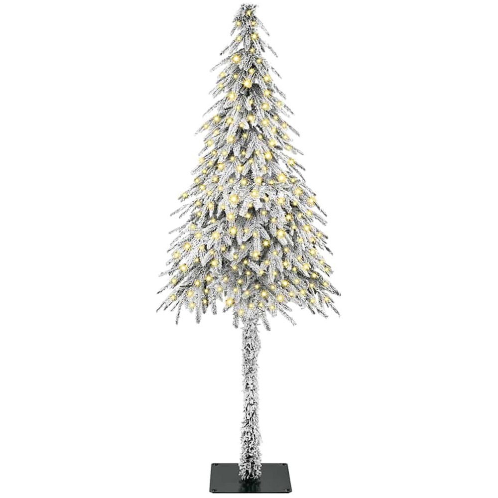 vidaXL Pre-Lit White Snow Flocked Artificial Christmas Tree 7ft Image 1