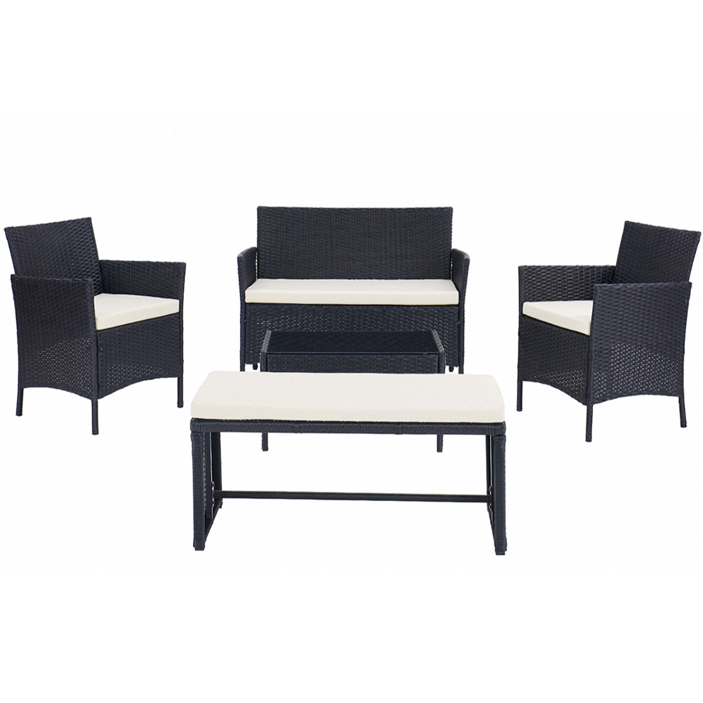 Home Detail Maya 4 Seater Black Rattan Sofa Dining Set with Cover Image 2
