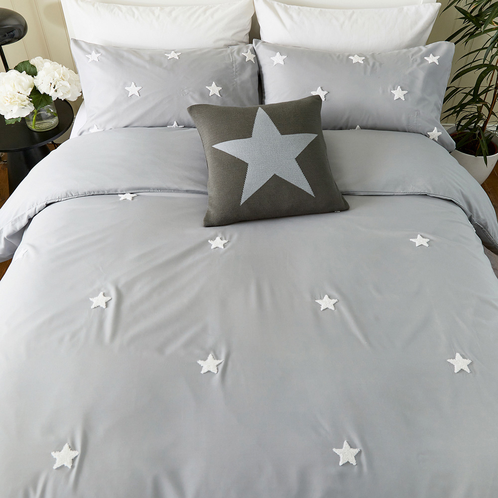 Helena Springfield Tufted Star Double Grey Reversible Duvet Set Image 3