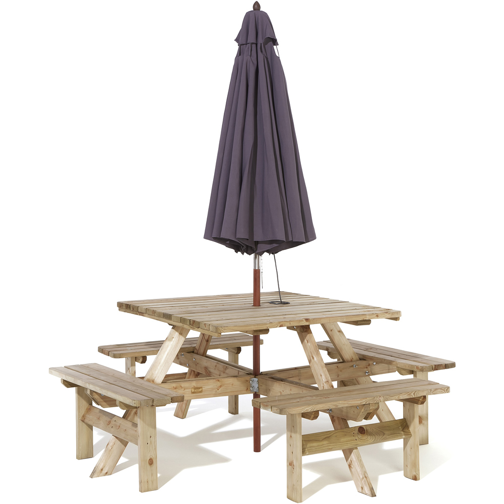 Rowlinson Square Picnic Table Set with Grey Parasol Image 2