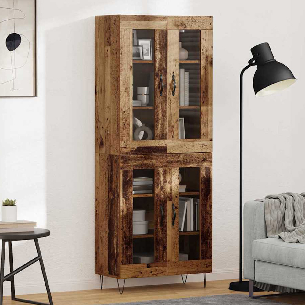 vidaXL 4 Glass Door Old Wood Sideboard Image 1