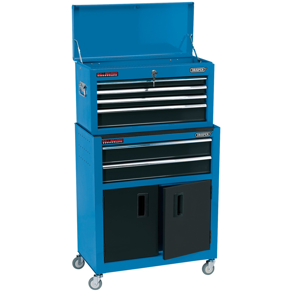 Draper 6 Drawer Blue Combined Roller Tool Chest and Cabinet Set Image 1