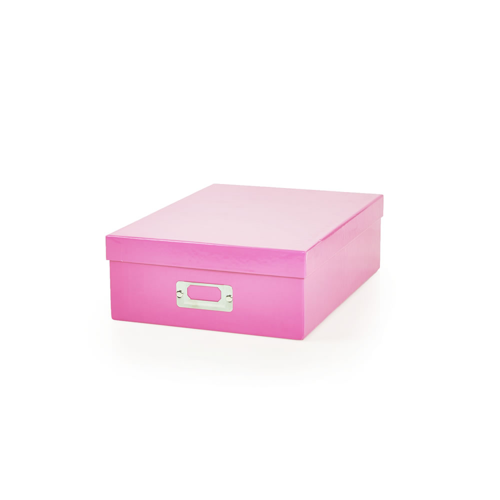 Wilko A4 Pink Storage Box with Lid Image