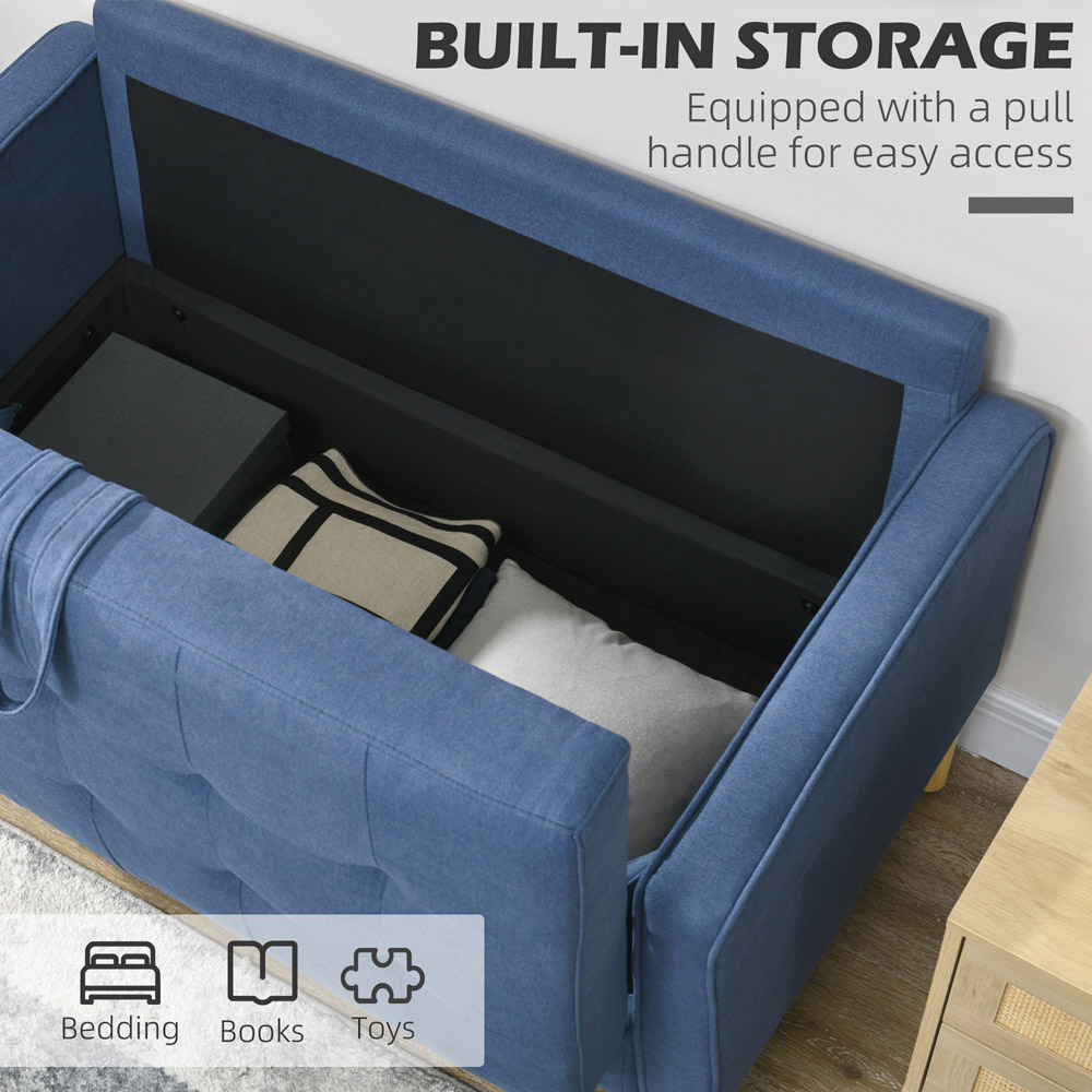 Portland 2 Seater Blue Cotton Tufted Loveseat Sofa  Image 4