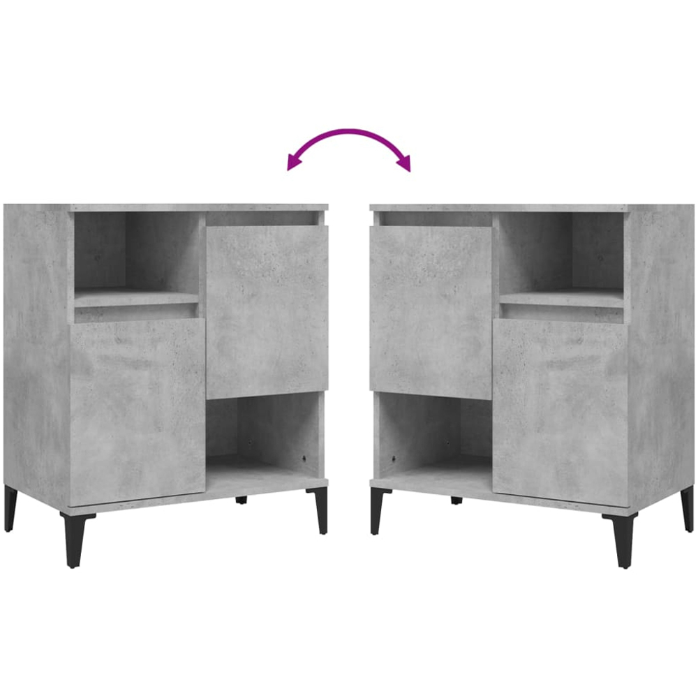 vidaXL 2 Door 2 Shelf Concrete Grey Wooden Sideboard 3 Piece Image 6