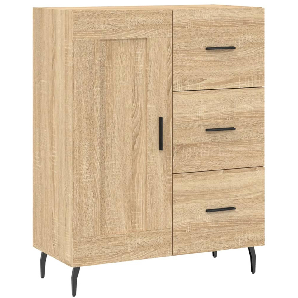 vidaXL Single Door 3 Drawer Sonoma Oak Sideboard with Metal Legs Image 2