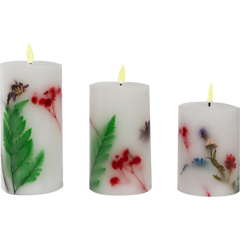Avilo Flower Embedded Wax Candle 3 Piece Image 3