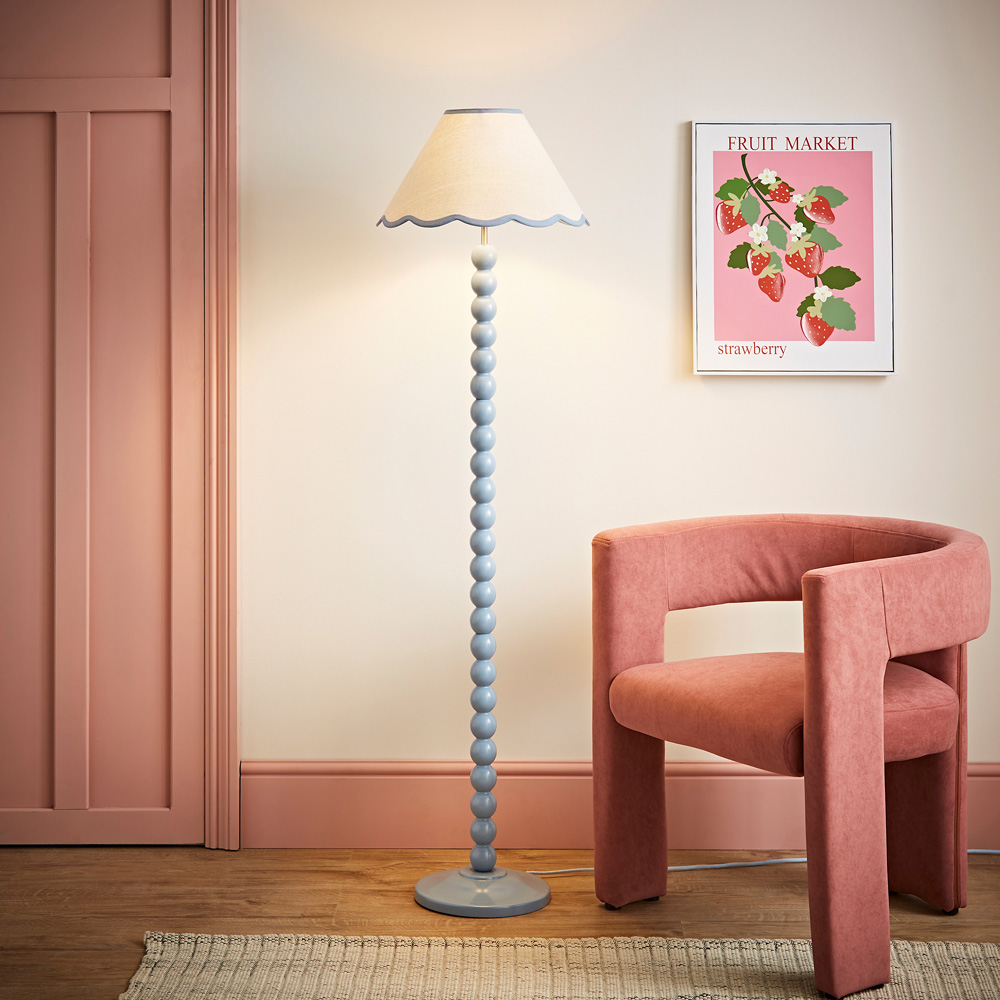ValueLights Bobbins Blue Scallop Shade Powder Blue LED Floor Lamp Image 2