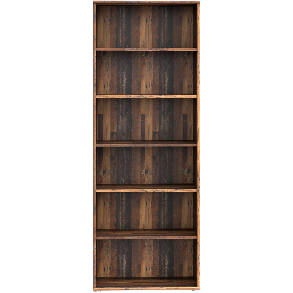 Florence Essential 5 Shelf Vintage Oak Wide Bookcase Image 3