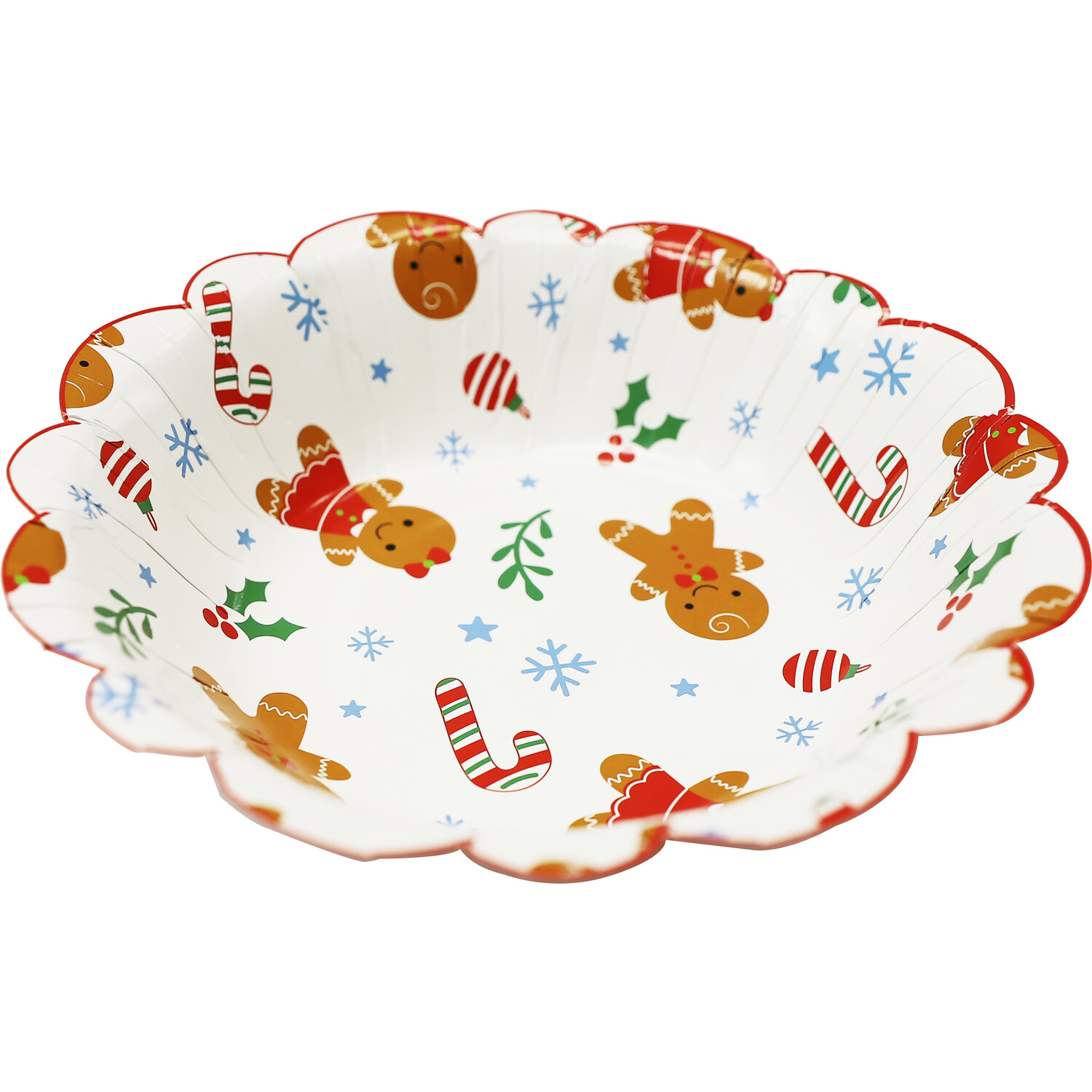 Pack of 8 Gingerbread Paper Bowls - White and Brown Image 1