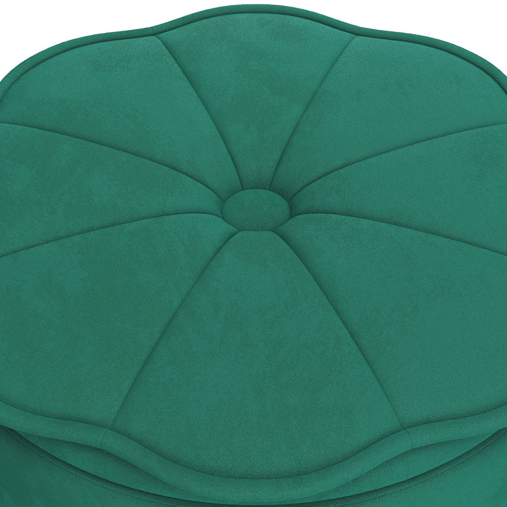 Living and Home Green Velvet Round Storage Ottoman Image 6
