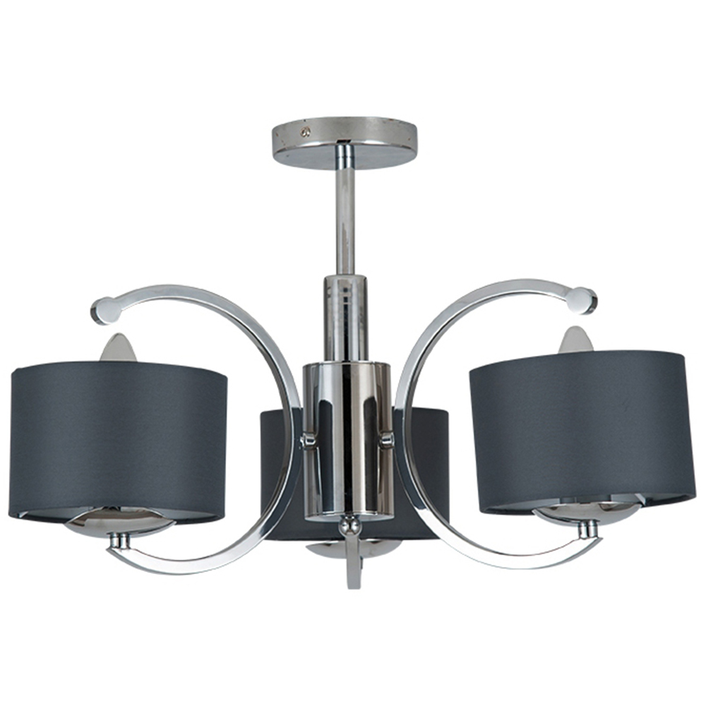 Pacific Lifestyle Arcadia 3 Arm Silver Metal Curved Semi Flush Pendant Light Image