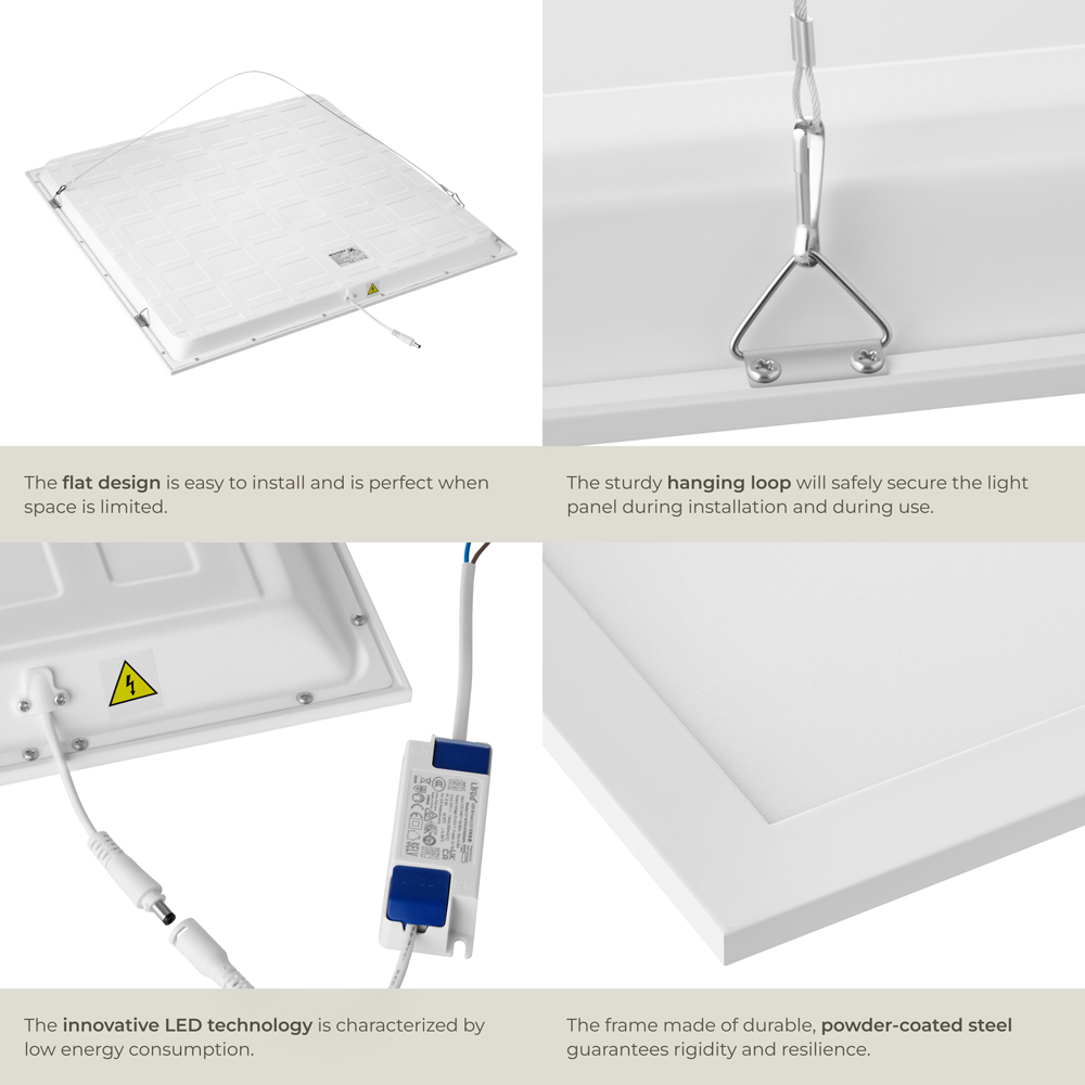 tectake Lucerna 36W 3000K Ultra Slim Warm White LED Panel Light 62 x 62cm Image 4