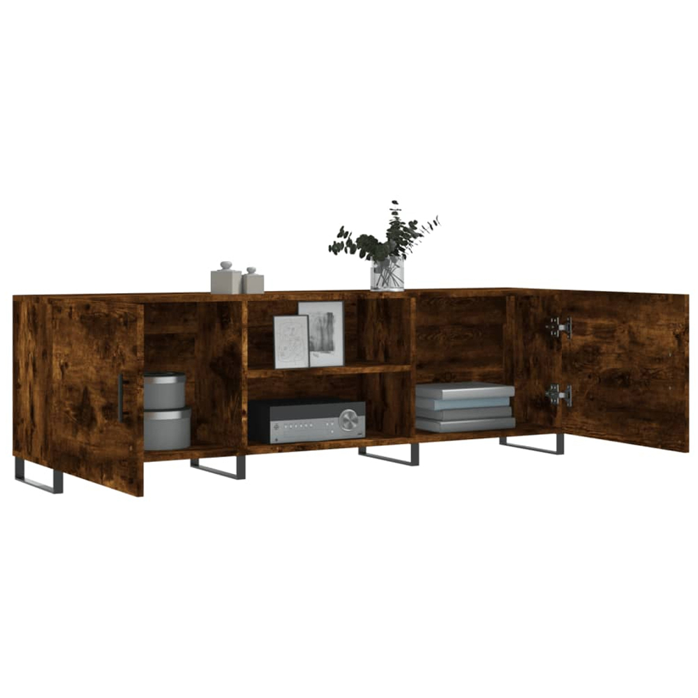 vidaXL 2 Door 2 Shelf Smoked Oak Wooden TV Cabinet Image 4