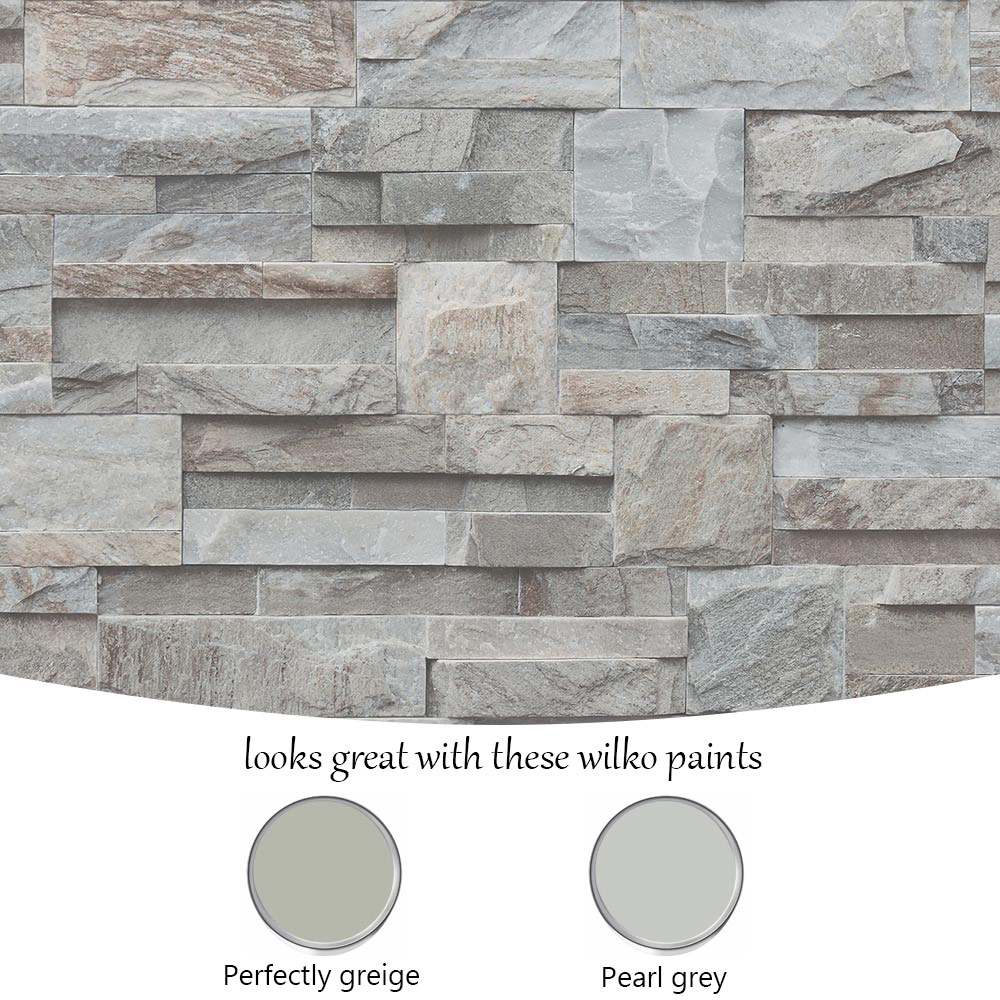 Muriva Natural Slate Grey Wallpaper Image 4