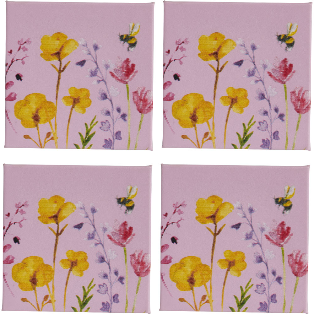Wilko Bumble Bee Faux Leather Coasters Image 2