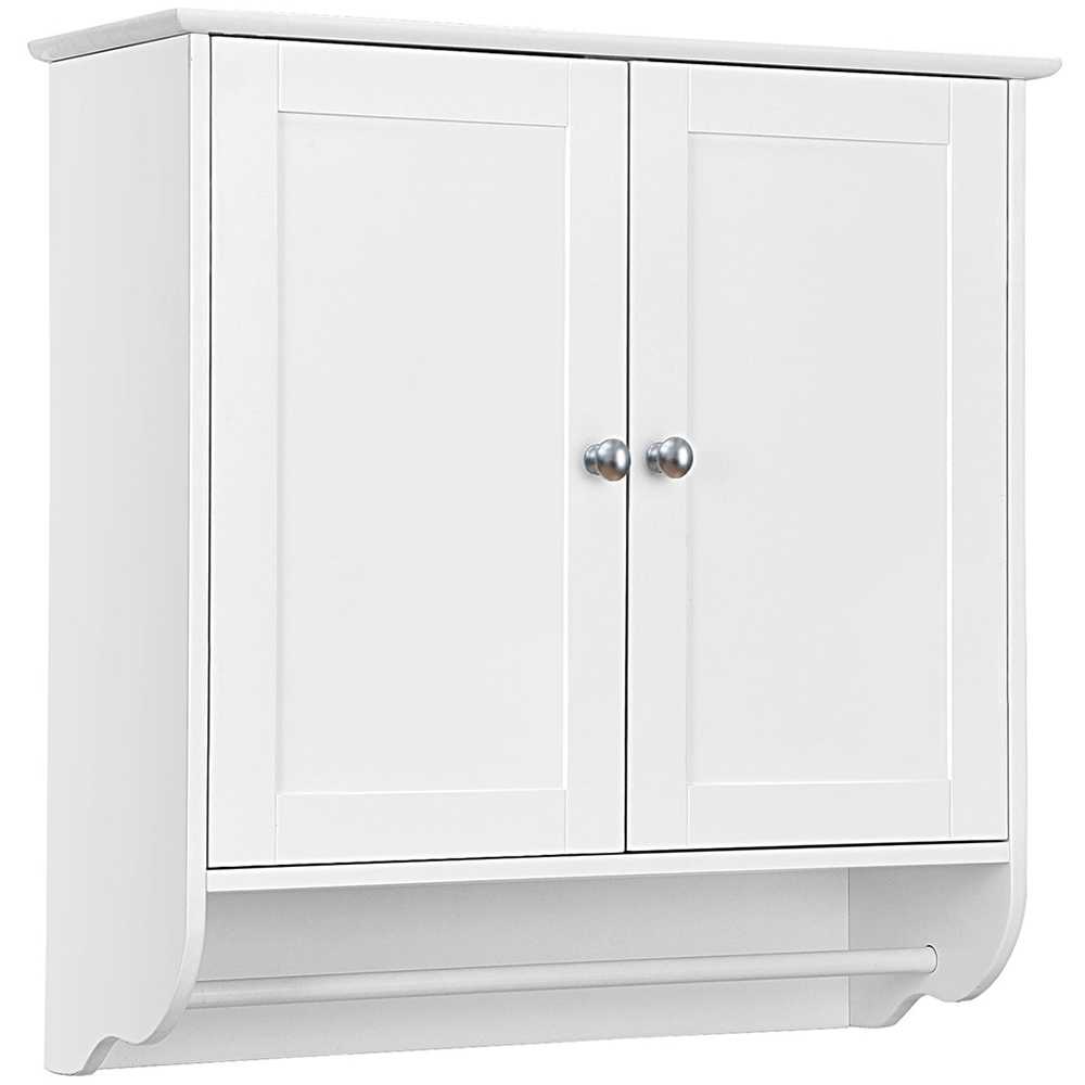 Costway 2 Door White Wall Mounted Bathroom Cabinet with Hanging Bar Image 2