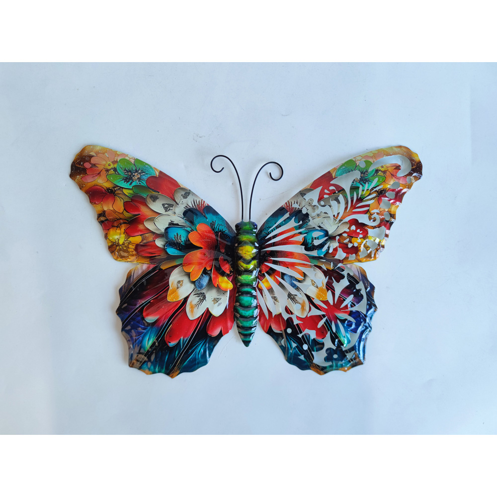 Avilo Vibrant Floral Metal Butterfly Wall Art Image 3