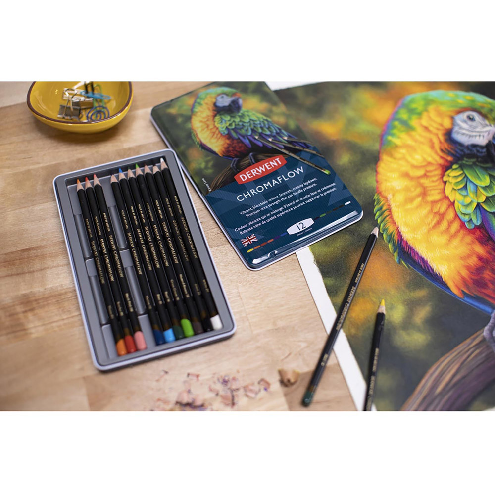 Derwent Chromaflow Pencils Tin 12 Pack Image 2