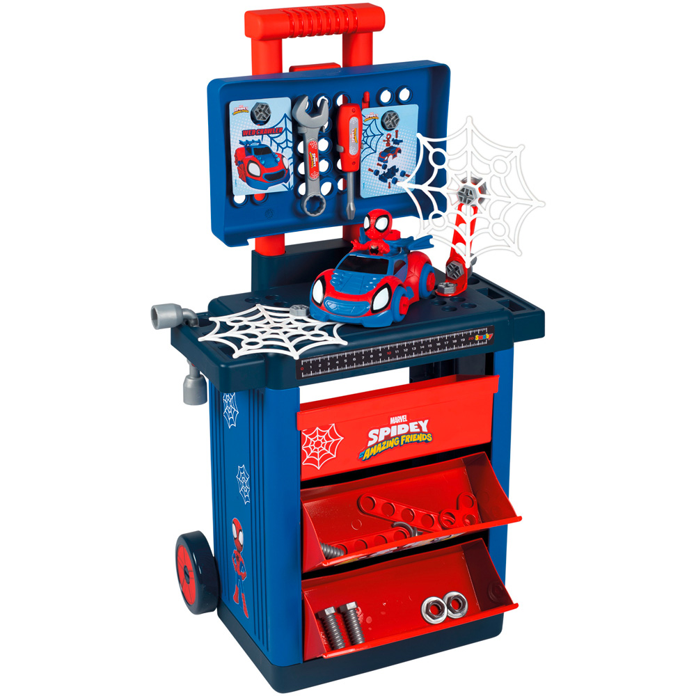 Smoby Spidey Amazing Friends Car Workshop and Cart Playset Image 1
