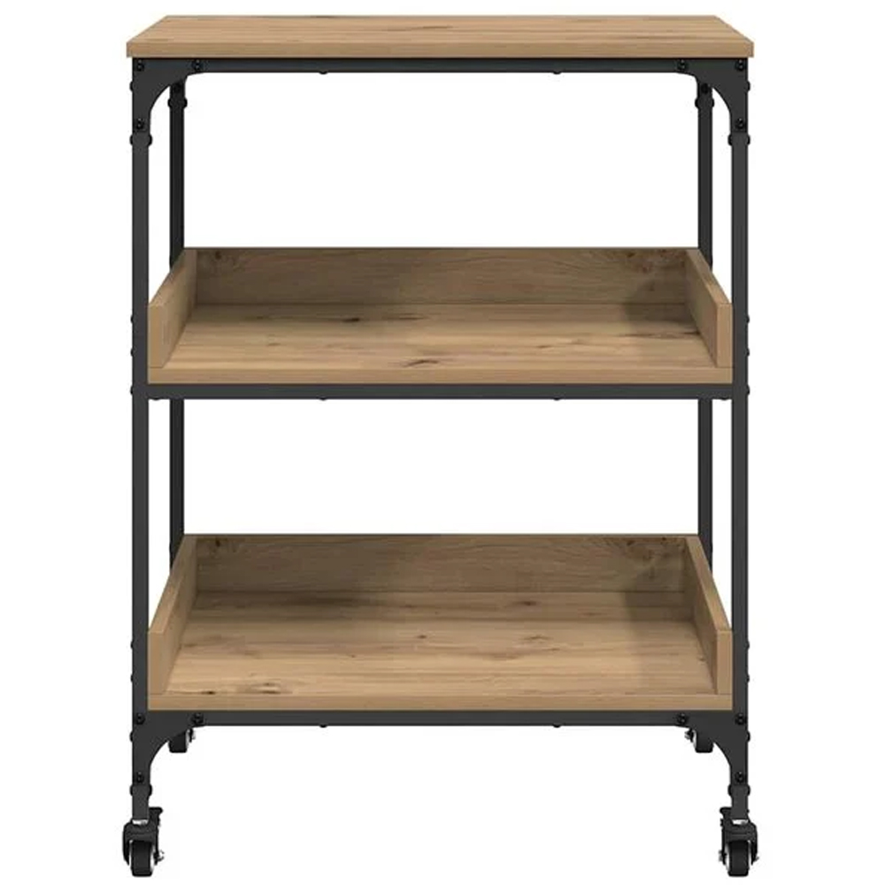 vidaXL 2 Shelf Artisan Oak Wide Kitchen Trolley Image 3