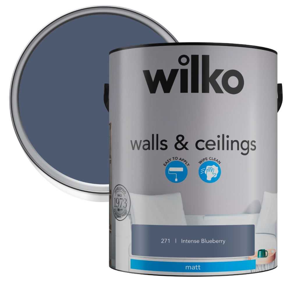 Wilko Walls & Ceilings Intense Blueberry Matt Emulsion Paint 5L Image 1