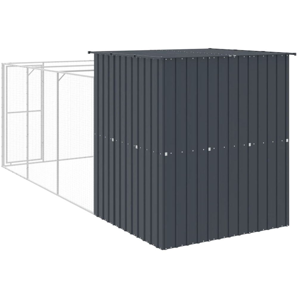vidaXL Anthracite Galvanised Steel Kennel with Run 165 x 455 x 181cm Image 4