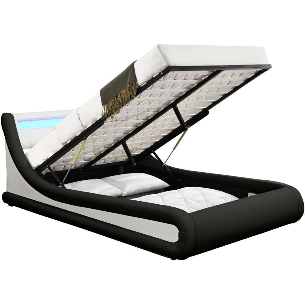 Home Detail Galaxy King Size Black And White Faux Leather Ottoman Bed Frame Image 2