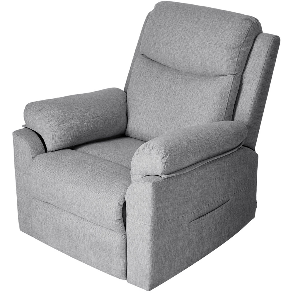 Living and Home Grey Chenille Push Back Recliner Armchair with Footrest Image 2