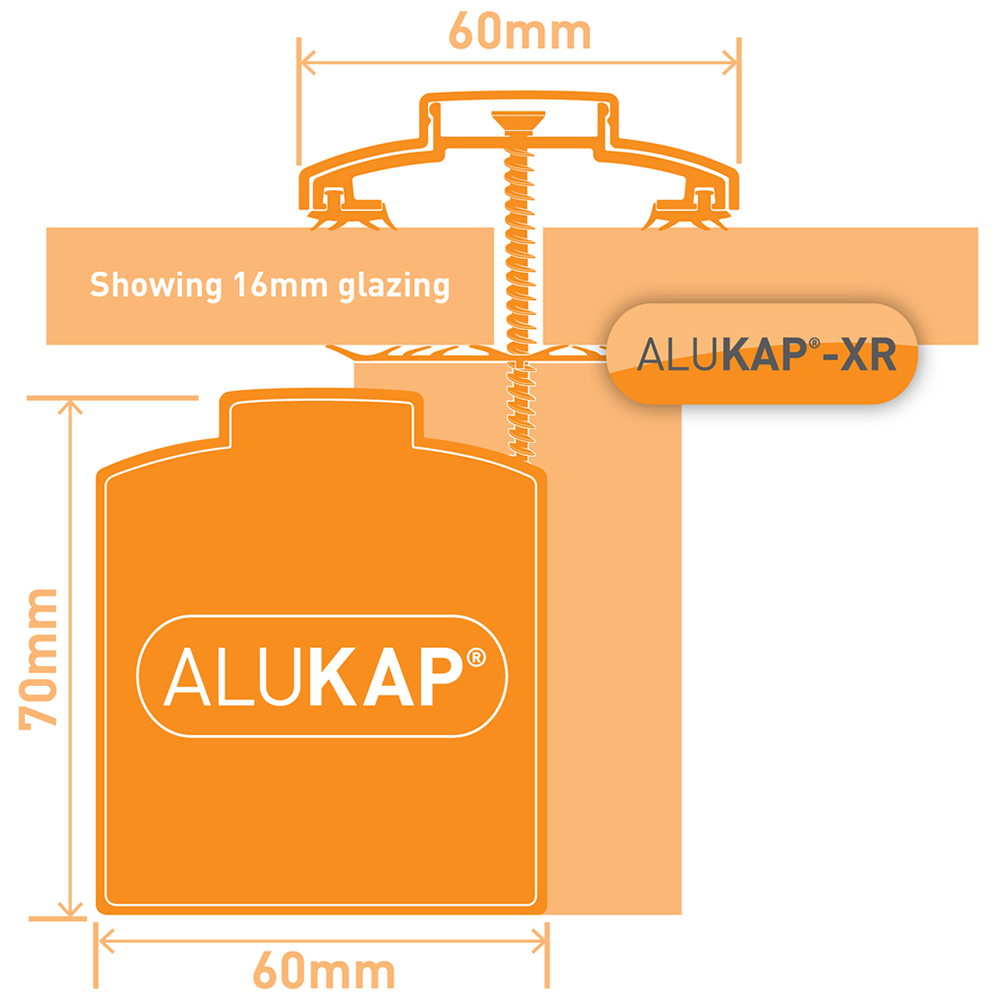 Alukap-XR 60mm Brown Aluminium Glazing Bar System 2.4m with 55mm Slot Fit Rafter Gasket Image 4