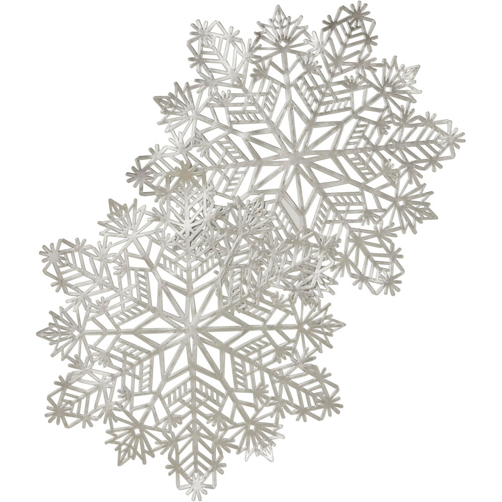 Wilko Silver Snowflake Placemats 2 Pack Image 1
