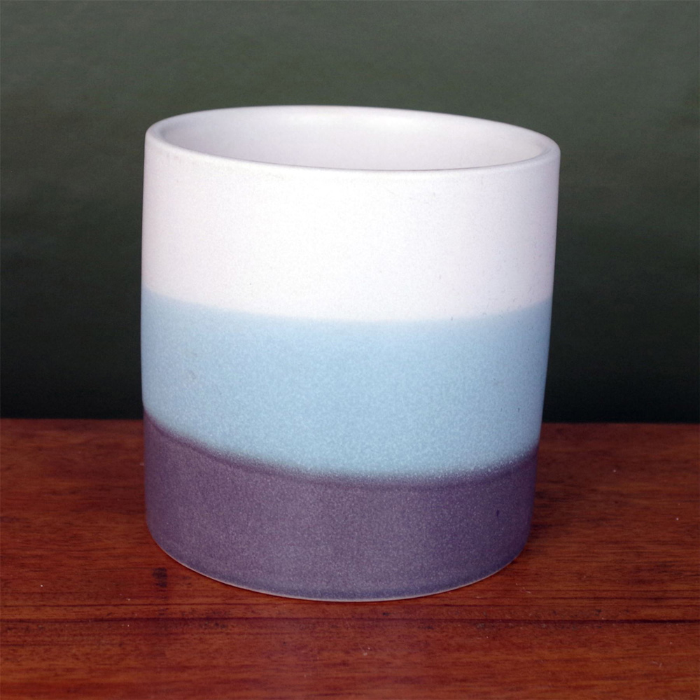 Leaf Blue Grey Stripe Ceramic Planter Image 2