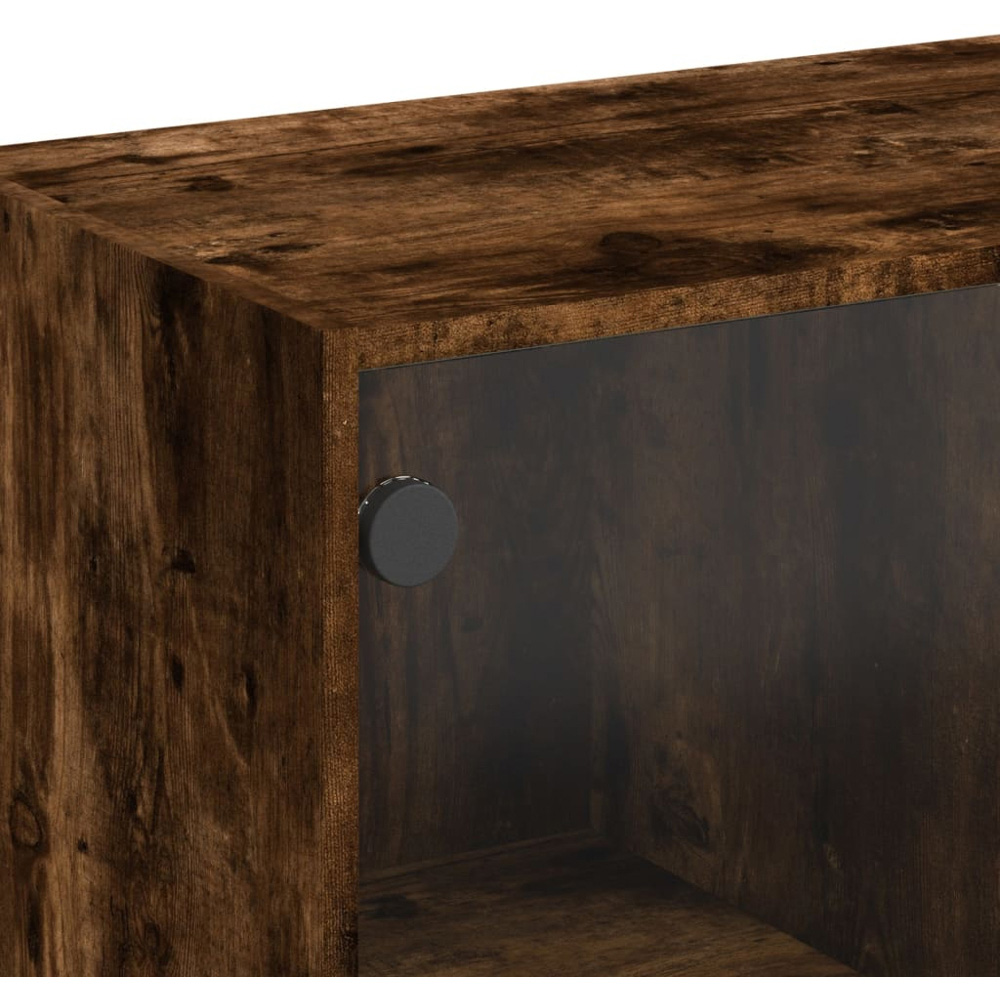 vidaXL 2 Glass Door 8 Shelf Smoked Oak Highboard Image 7