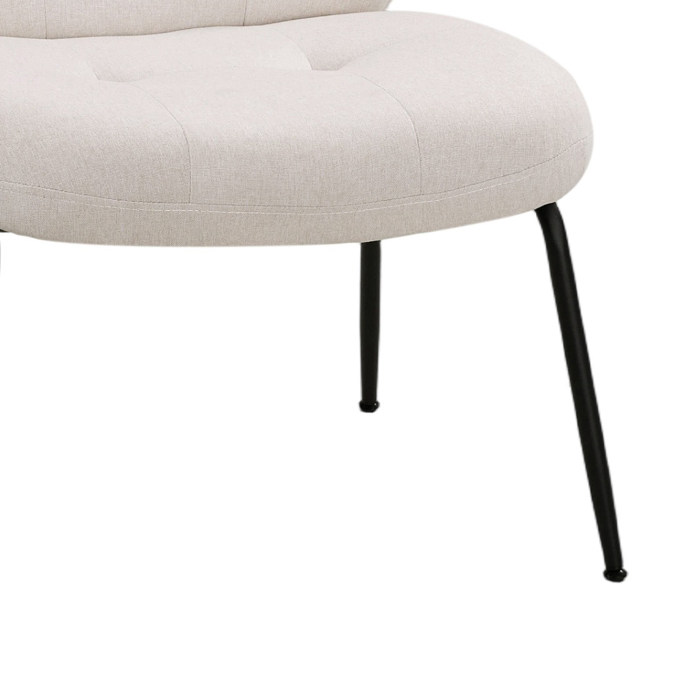 Living and Home Beige Soft Fabric Lounge Chair Image 6