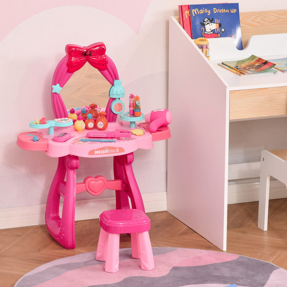 HOMCOM Kids Princess Design Dressing Table Play Set Image 2