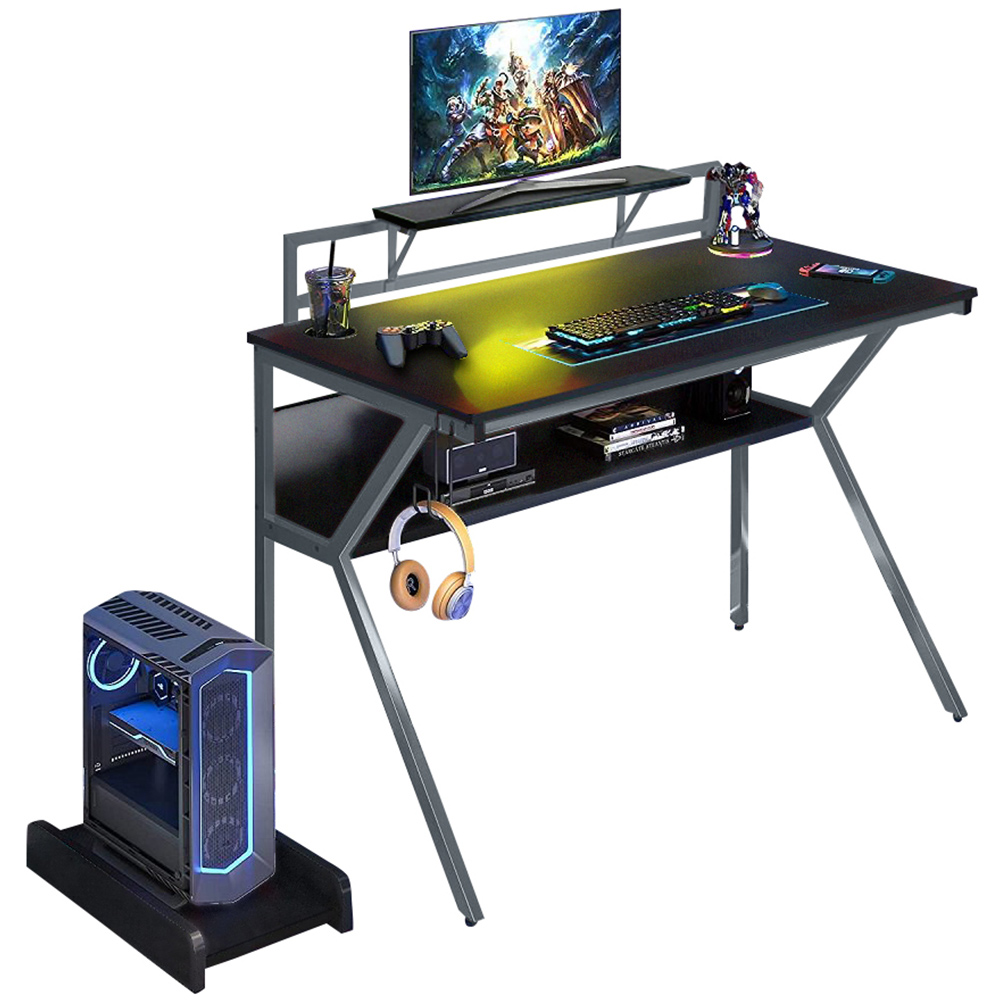 Neo Ergonomic 2 Tier Gaming Desk Grey Image 2