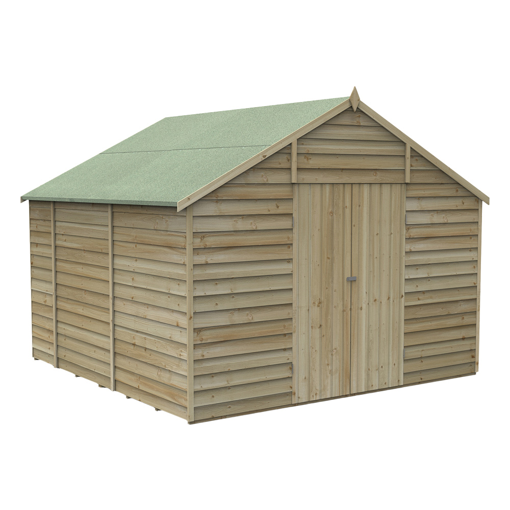 Forest Garden 10 x 10ft Double Door Pressure Treated Overlap Apex Shed Image 1